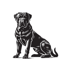 Bullmastiff Dog Silhouette - Bullmastiff Dog Minimal Design  - Bullmastiff Dog Vector - Illustration of Bullmastiff Dog.
