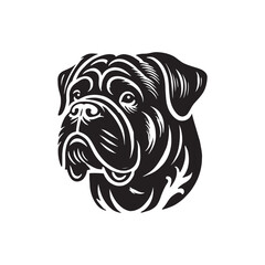 Bullmastiff Dog Silhouette - Bullmastiff Dog Minimal Design  - Bullmastiff Dog Vector - Illustration of Bullmastiff Dog.
