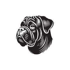 Bullmastiff Dog Silhouette - Bullmastiff Dog Minimal Design  - Bullmastiff Dog Vector - Illustration of Bullmastiff Dog.