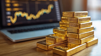 International gold price and financial economy stock market trend concept