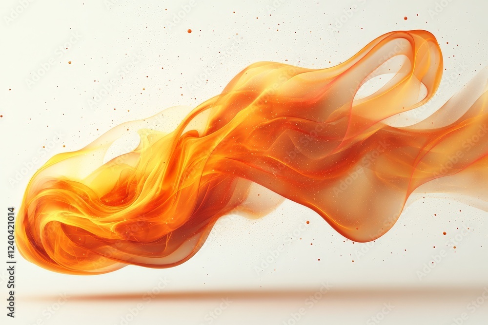 Poster dynamic orange and yellow abstract swirl with flowing curves creating a sense of movement and energy