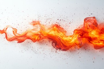 Fototapeta premium Fire swirls create vibrant patterns with sparks of color on a white backdrop during indoor artistic experimentation