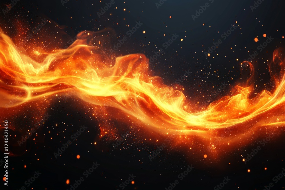 Leinwandbilder flames dancing in a dark background with glowing embers creating a dramatic and mesmerizing effect