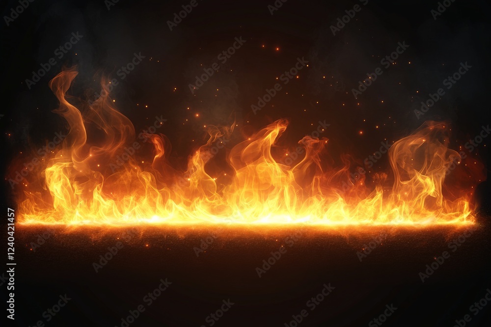 Poster vibrant flames dance in a dark setting creating a mesmerizing fiery display of light and heat