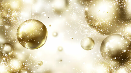 Golden Christmas balls bokeh background