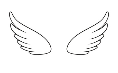 Outline of a pair of wings. Vector illustration isolated on white background
