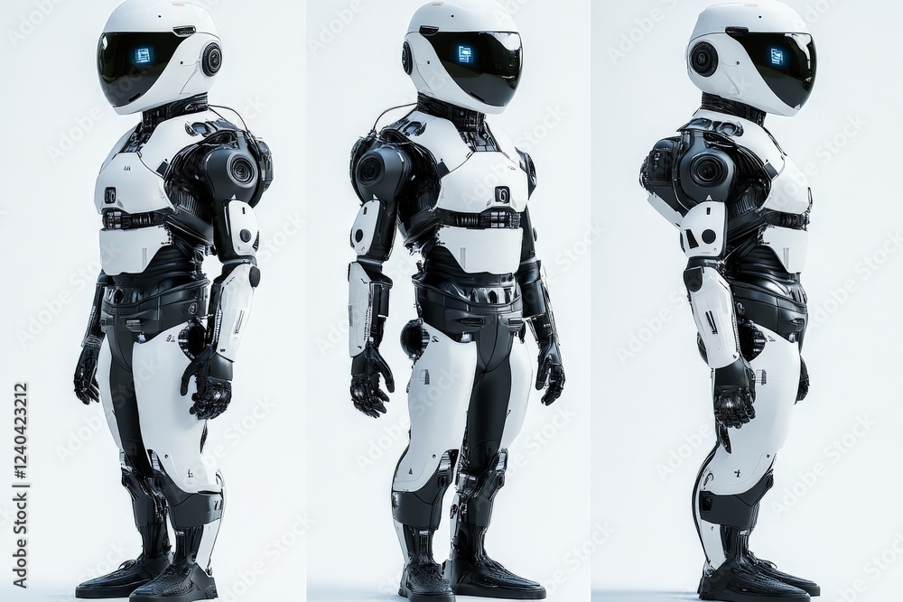 Aufkleber robotic humanoid figure showcasing advanced design in futuristic technology and robotics