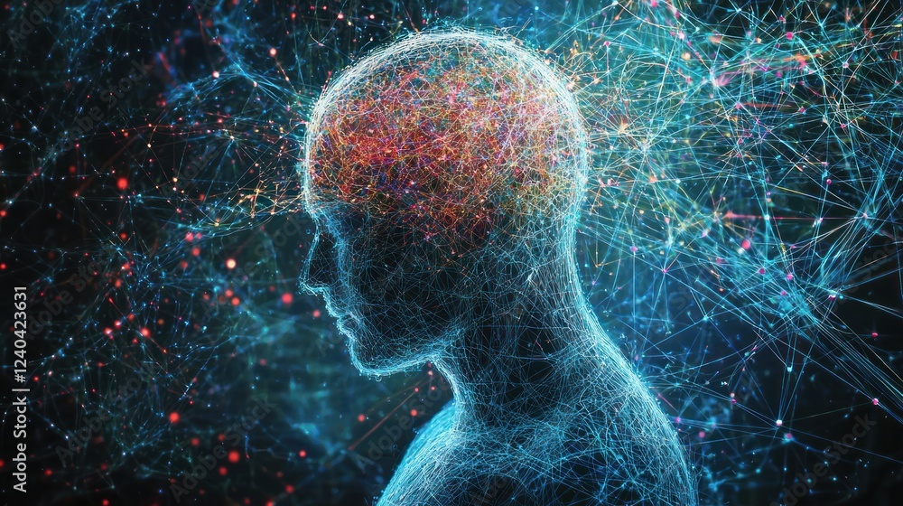 Poster an abstract visual representation of memories forming in the mind, with interconnected lines and dot