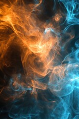Obraz premium Abstract Fiery and Icy Smoke Collision: A Digital Art