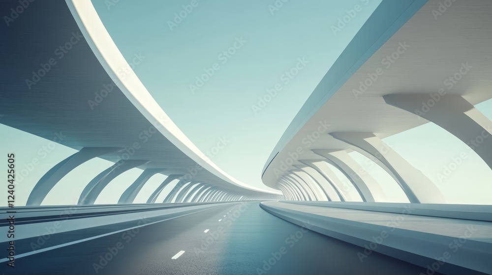 Poster futuristic highway with smooth curves and minimalistic design