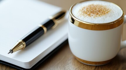 Cappuccino and Notebook: A Moment of Inspiration