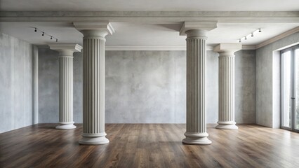 Fototapeta premium neutral color palette, simple elegance, minimalist decor, column, minimalist, concrete, contemporary design, clean lines, monochromatic colors, modern, modern architecture, industrial chic, interior d