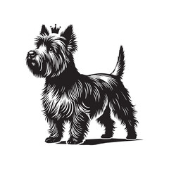 Cairn Terrier Dog Silhouette - Minimalist Cairn Terrier  Dog Vector - Illustration of Cairn Terrier.