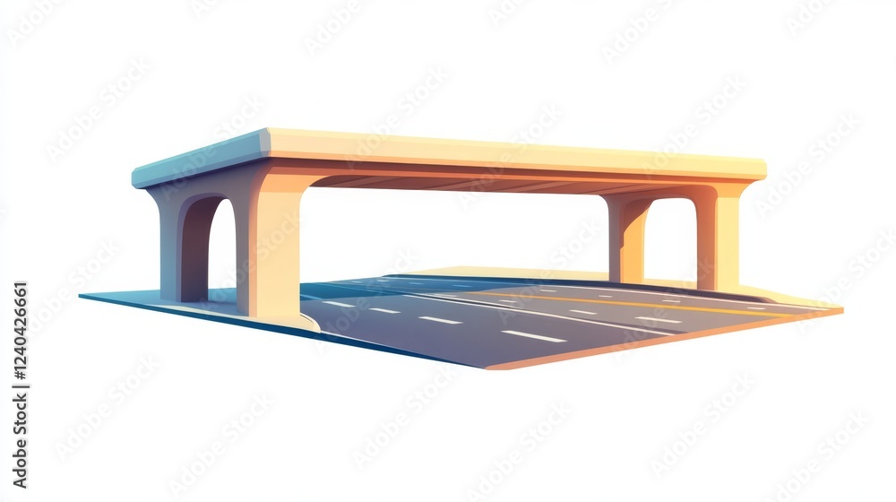 Poster modern bridge overpass with clear sky background in minimalist style