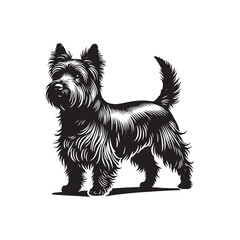 Cairn Terrier Dog Silhouette - Minimalist Cairn Terrier Dog Vector - Illustration of Cairn Terrier.