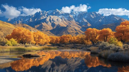 Naklejka premium Autumnal Mountain Lake Reflection