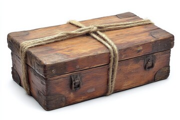 Vintage wooden box wrapped in rope showcasing rustic charm and craftsmanship