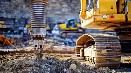  Close up of a well drilling rig boring down into the earth