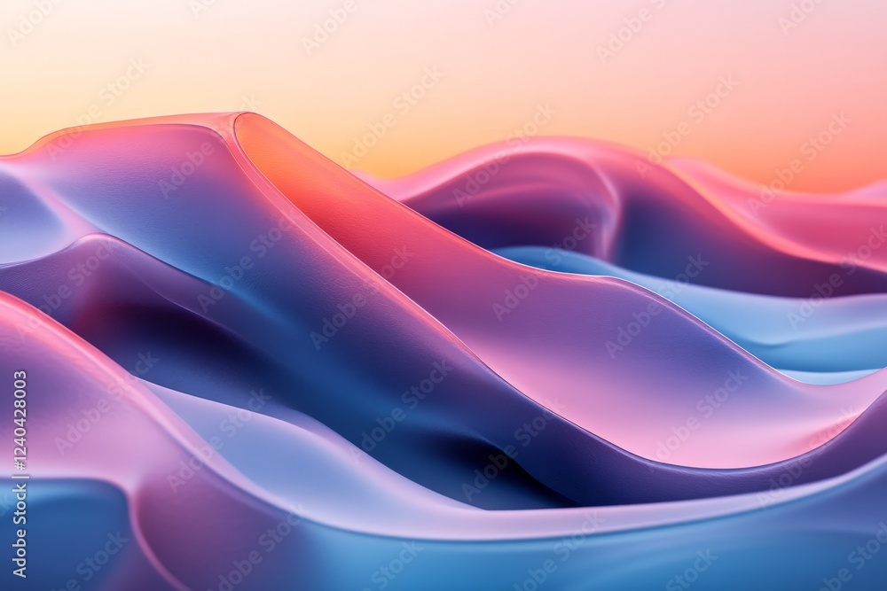Poster mesmerizing waves of pastel colors in a serene landscape during twilight hours