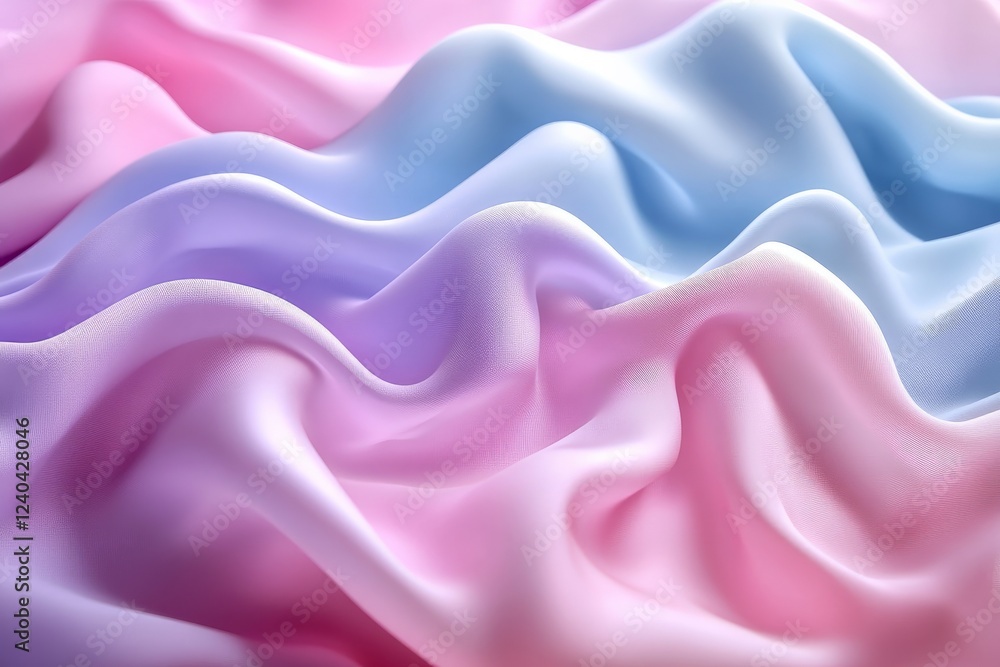 Leinwandbilder flowing layers of pink and blue fabric create a soft and delicate texture in gentle light