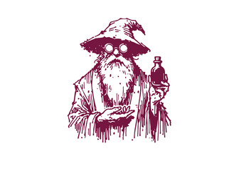 Wizard hand drawn sketch vector