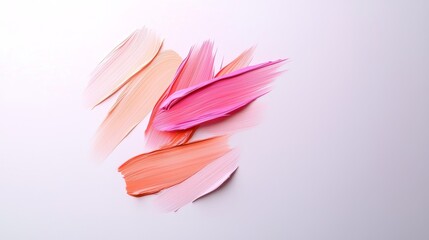 Fototapeta premium Vibrant Gradient Paint Strokes on White Surface for Creative Artwork Background