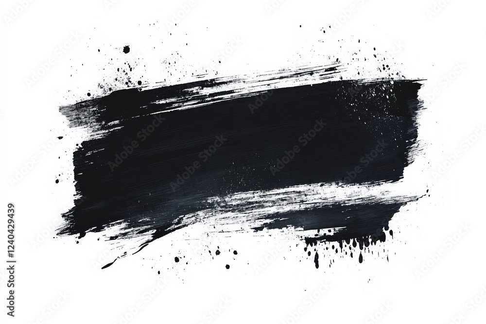 Aufkleber bold black brush stroke on white canvas showcasing an artistic expression of creativity and abstract