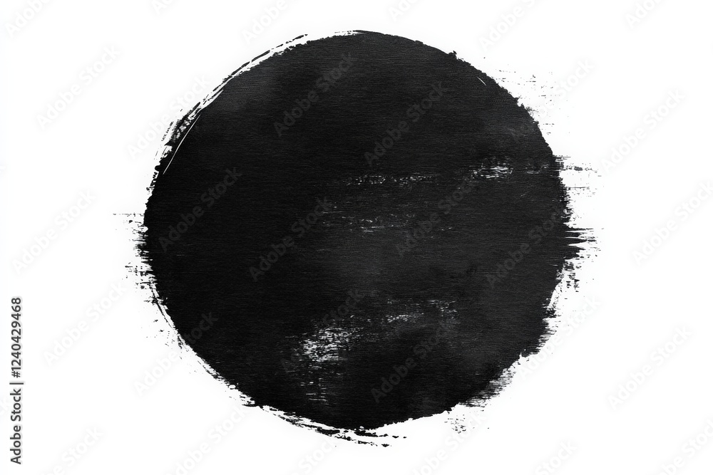 Fototapete circular black brushstroke on textured background showcasing artistic expression and simplicity