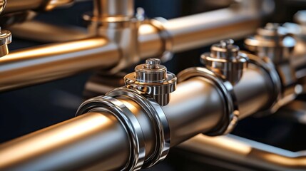 Fototapeta premium Plumbing Fixtures and Piping Parts Fittings, Valves, Pipes, Adapters Drawings and Projects in Plumbing Communications 