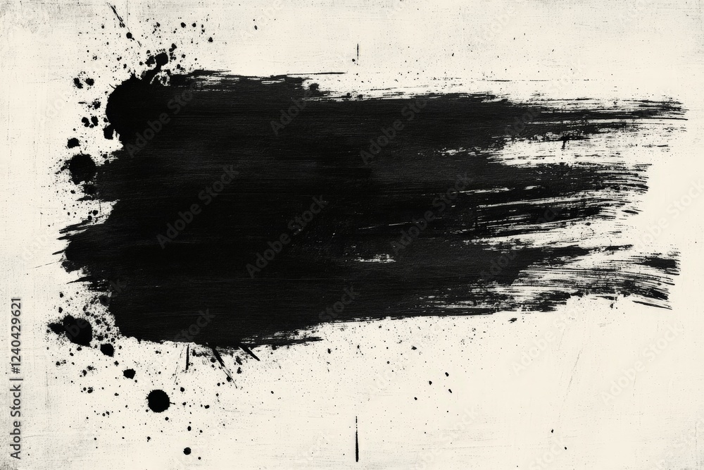Aufkleber bold black paint stroke on a textured white background creating a striking contrast and artistic exp