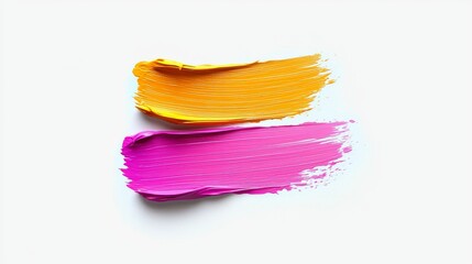 Fototapeta premium Bold and Vibrant Strokes of Paint in Orange and Pink on White Background