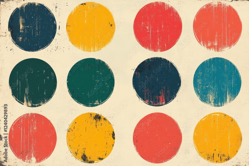 Leinwandbilder colorful abstract pattern with circles on a textured background showcasing various hues and textures