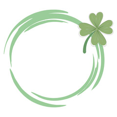 Clover Circle Frame with Green Brush Stroke Design for St. Patrick's Day