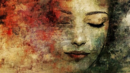 An artistic representation of a shy face, with subtle colors and a soft expression