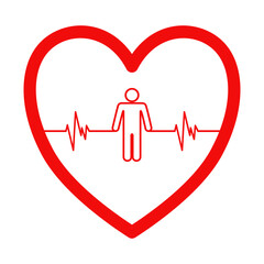 Heart beat line icon.heart and heartbeat and person symbol. Flat style vector illustration isolated design. Hand drawn design.