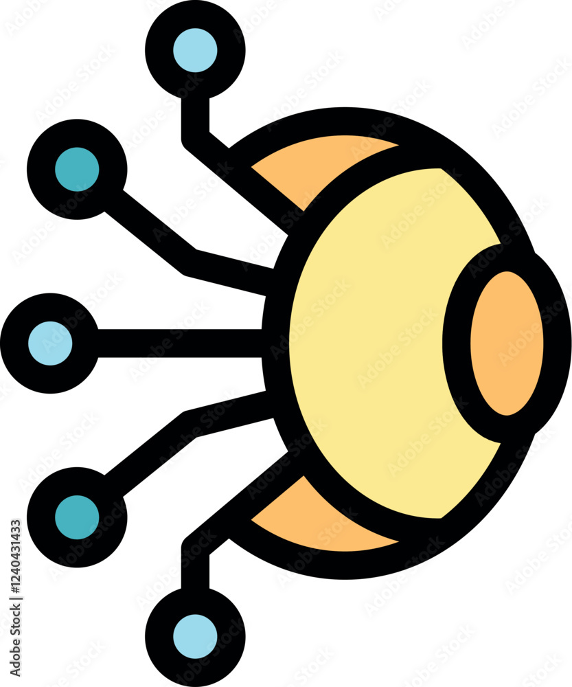 Poster bionic eye receiving data through neural connections, representing advancements in futuristic techno