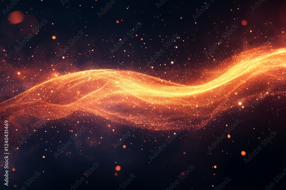 Aufkleber Captivating golden wave of light flowing through a starry night sky, creating a mesmerizing visual effect on cosmic background