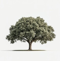 Obraz premium Majestic oak tree, isolated, white background, nature, design