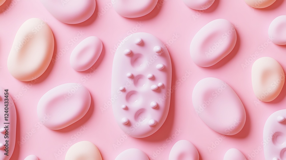 Poster abstract soft shapes and textures in pink and cream tones for creative design and background inspira