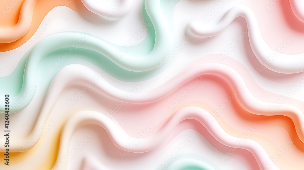 Poster abstract wave patterns in soft pastel colors with fluid shapes and smooth texture for creative backg