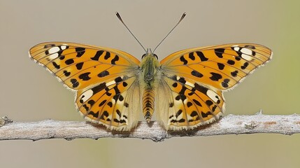 Obraz premium Stunning Closeup of a Spotted Butterfly on a Branch