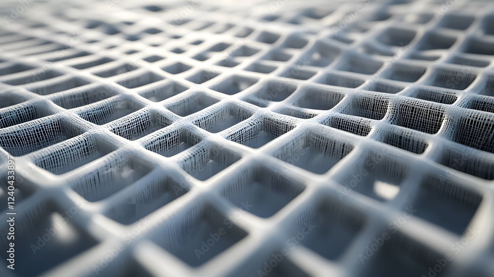 Poster abstract 3d grid pattern white fabric texture