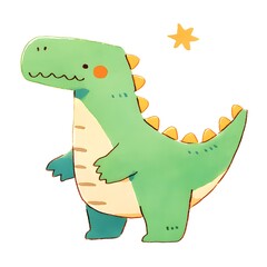 Fototapeta premium Cute children's dinosaur character illustration, 