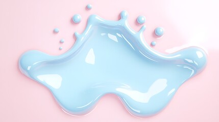 Blue Liquid Splash with Drips on Soft Pink Background for Creative and Artistic Themes