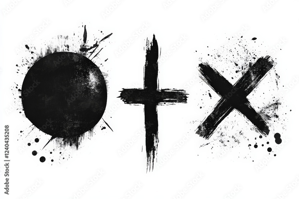 Leinwandbilder abstract artwork featuring black shapes and textures on a white background capturing simplicity and 