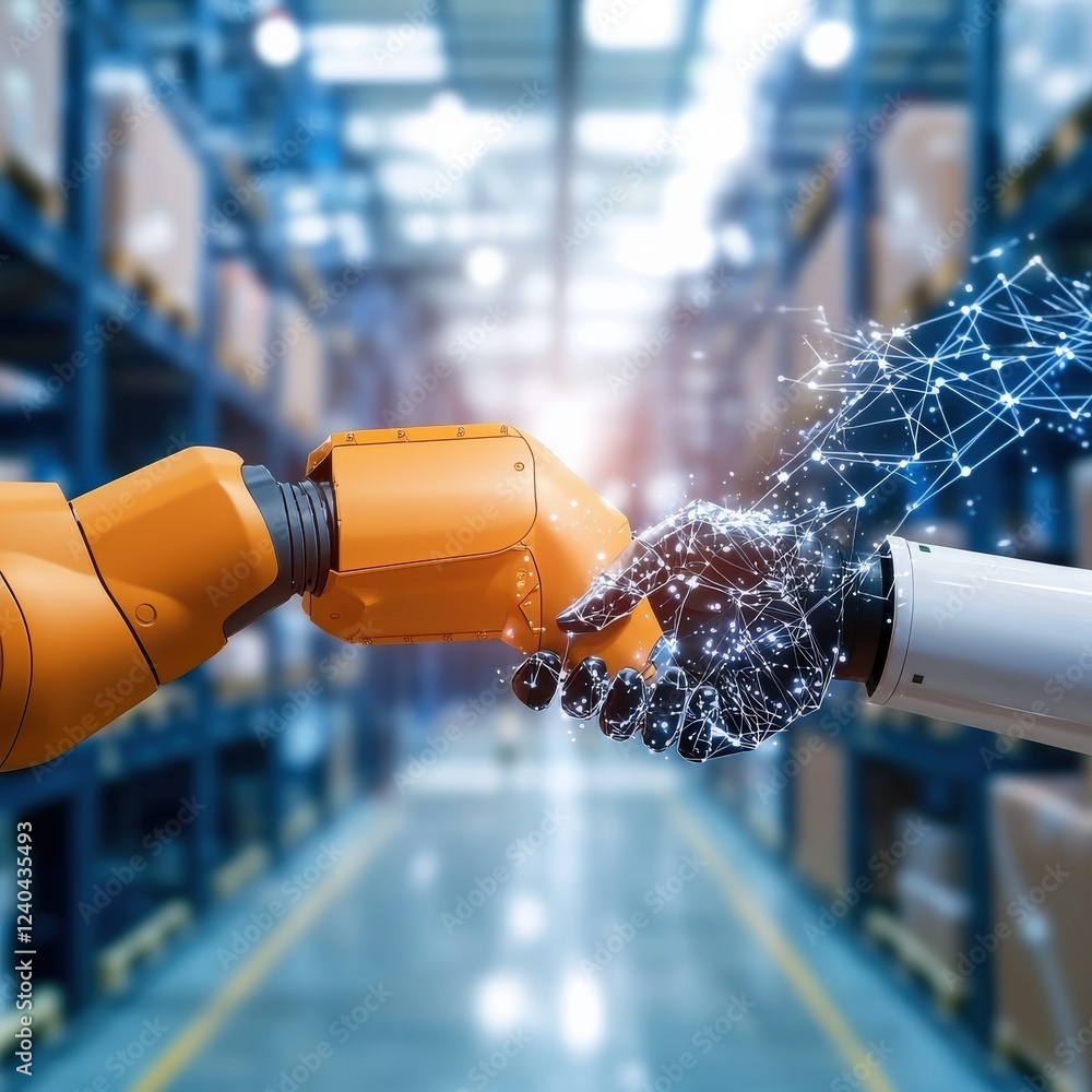 Aufkleber seamless collaboration between robots and humans in logistics.