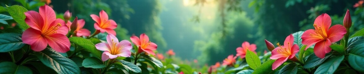 Naklejka premium Cloud forest with Angelonia goyazensis flowers, flower, bloom