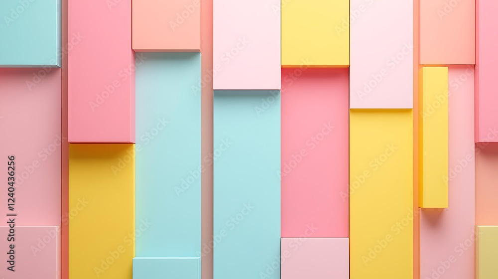 Poster colorful abstract background with block shapes in soft pastel colors for creative design projects