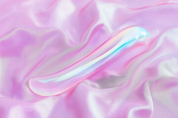 Fototapeta premium Vibrator on pink background, top view