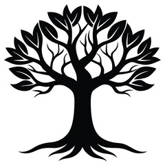 Obraz premium Tree silhouette illustration on white background